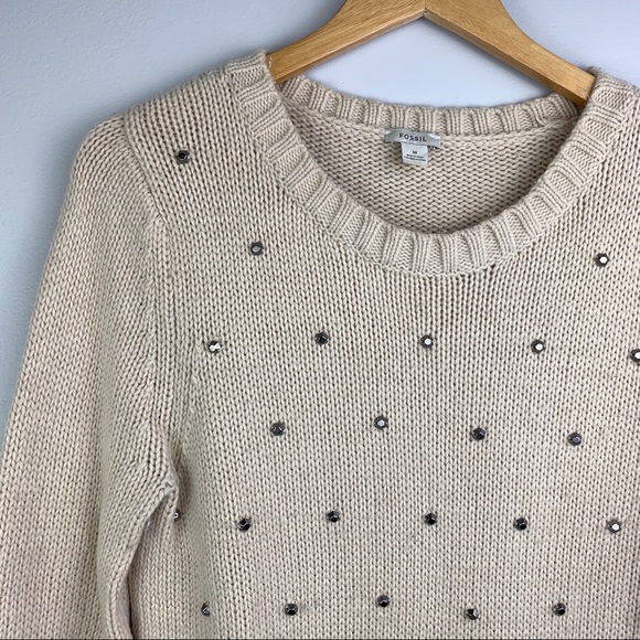FOSSIL Merino Wool Cashmere Blend Studded Sweater - Picture 3 of 9